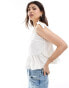 ASOS DESIGN functional one shoulder tie top in ivory