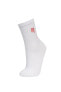 Kadın Pamuklu Başak Burcu Simgeli Soket Çorap C8399axns