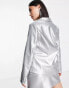 Фото #4 товара I Saw It First metallic oversized dad blazer co-ord in silver