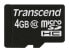 Transcend microSDXC/SDHC Class 10 4GB - 4 GB - MicroSDHC - Class 10 - NAND - 90 MB/s - Black