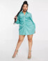 I Saw It First Plus ruched detail shirt dress in sage