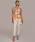 ფოტო #4 პროდუქტის Donna Karan Women's Printed Halter-Neck Hardware-Detail Top