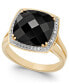 Фото #1 товара Faceted Onyx (4-1/2 ct. t.w.) and Diamond (1/5 ct. t.w.) Ring in 14k Gold