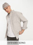 ASOS DESIGN oversized cord shirt in stone grey