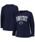 Фото #1 товара Women's Navy Penn State Nittany Lions Plus Size Arch Over Logo Scoop Neck Long Sleeve T-shirt