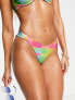 Фото #1 товара Kulani Kinis x Hannah Melcoche high leg vintage bikini bottom in multi rainbow check print