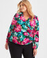 Women's Printed Surplice Top, XS-3X, Created for Macy's Ailee Blooms, S - фото #5