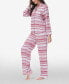 Women's Printed Long Sleeve Notch-Collar Pajama Set, 2 Piece