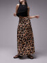 Topshop tuck split midi skirt in leopard print