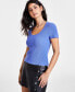 ფოტო #1 პროდუქტის Women's Ottoman Scoop-Neck Short-Sleeve Sweater Top, Created for Macy's