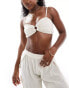 Pieces cotton beach bandeau top co-ord in cream