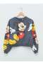 Xsıde Bisiklet Yaka Mickey Mouse Baskılı Uzun Kollu Pamuklu Kadın Sweatshirt