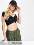 ASOS DESIGN Tall cross over bardot top with short sleeve in black