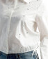 ფოტო #3 პროდუქტის Juniors' Cotton Long-Sleeve Button-Front Embellished Top