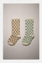 2-pack of long chequered socks