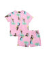ფოტო #2 პროდუქტის Little Girls Shorts and Coat 2PC Pajama Set