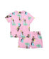 ფოტო #2 პროდუქტის Big Girls Shorts and Coat 2PC Pajama Set