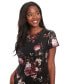 ფოტო #4 პროდუქტის Petite Floral-Sequin Short-Sleeve Dress