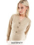 Фото #1 товара Mamalicious Maternity knitted cardigan co-ord in cream