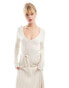 Pretty Lavish lightweight knit midaxi dress in ecru XS - фото #4