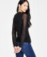 ფოტო #4 პროდუქტის Women's Mesh Crewneck Top, Created for Macy's