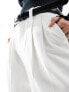 Stradivarius tailored trouser with belt in white