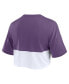 ფოტო #2 პროდუქტის Women's Purple, White Minnesota Vikings Boxy Color Split Cropped T-shirt