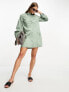 ASOS DESIGN smock button through gathered detail mini shirt dress in khaki