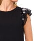 Women's Mixed-Media Double-Ruffle Flutter-Sleeve Knit Top