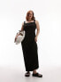 Topshop Curve jersey rib midi dress in black