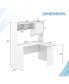 Фото #3 товара L-Shaped Desk Corner Computer Desk with Open Storage Hutch and Cabinet-White