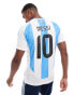 adidas Football Argentina 24 Messi Home jersey in white and blue