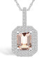ფოტო #1 პროდუქტის Morganite (1-3/8 Ct. T.W.) and Diamond (1/2 Ct. T.W.) Halo Pendant Necklace in 14K White Gold