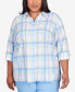 Фото #1 товара Plus Size Classic Pastels Cool Plaid Button Down Top