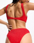 Pieces crinkle underwire bikini top in red