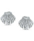 ფოტო #3 პროდუქტის Cubic Zirconia Clam Shell Stud Earrings in Sterling Silver, Created for Macy's