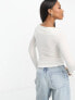 Фото #7 товара Miss Selfridge slash neck long sleeve top in ivory