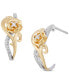 ფოტო #3 პროდუქტის Diamond Belle Rose Drop Earrings (1/10 ct. t.w.) in Sterling Silver & 10k Gold