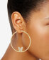 Gold-Tone Large Pavé Butterfly Hoop Earrings, 2.5"