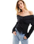 Фото #2 товара NA-KD off the shoulder draped top in black