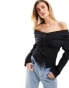 Фото #1 товара NA-KD off the shoulder draped top in black