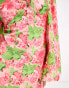 Фото #4 товара Pretty Lavish balloon sleeve button mini dress in pink floral