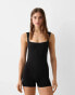 Фото #2 товара Bershka square neck unitard in black