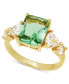 Фото #1 товара Gold-Tone Green Glass & Crystal Statement Ring, Created for Macy's