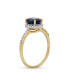 ფოტო #2 პროდუქტის Delicate 1.5CT Brilliant Cut Oval Gemstone Created White Blue Sapphire Halo Ring for Women -10K Yellow Gold September Birthstone