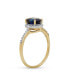 ფოტო #2 პროდუქტის Delicate 1.5CT Oval Created White Sapphire Blue Sapphire Halo Ring For Women 10K Yellow Gold