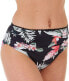 Tommy Bahama 285571 Flowers Side Shirred High Waist Swim Bottom, Size XS/Black