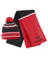 Women's Red Tampa Bay Buccaneers Colorblock Cuffed Knit Hat with Pom and Scarf Set