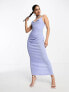 Фото #1 товара ASOS DESIGN textured strappy midi dress with fold over bust in cornflower blue