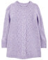 Toddler Long-Sleeve Cable-Knit Sweater Dress - Purple 2T